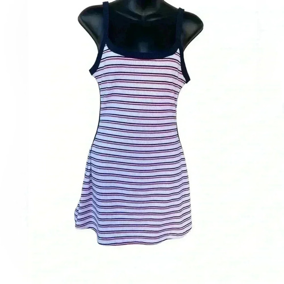 COTTON ON women’s Rib Contrast Cami Mini Dress nautical Soft curved neckline - Picture 4 of 11